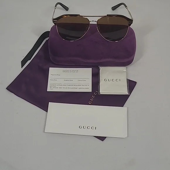Authentic Gucci Aviator Sunglasses Unisex - Picture 2 of 7